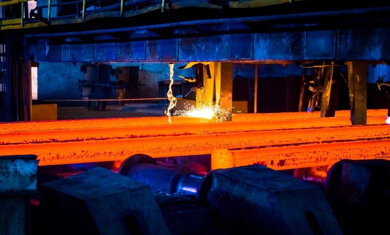 Molten steel in an industrial iron and steel factory